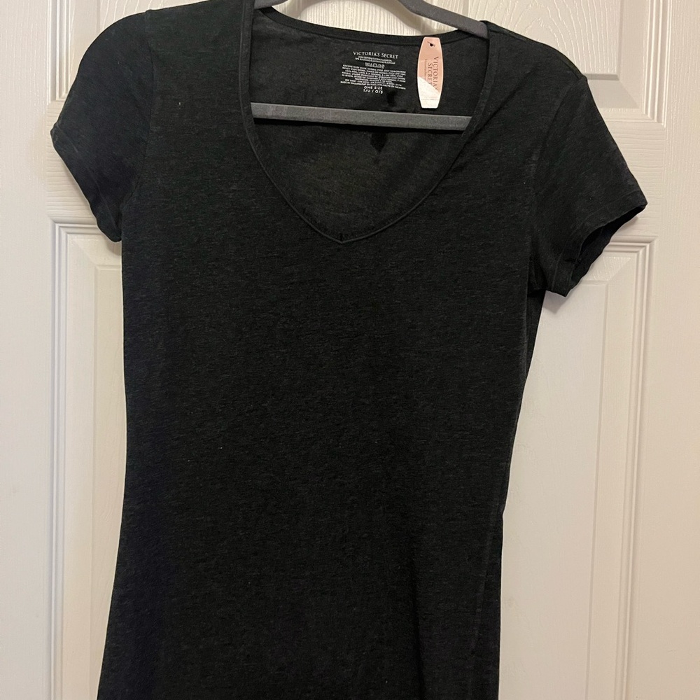 Victoria's Secret Gray Fitted Short Sleeve T-Shirt